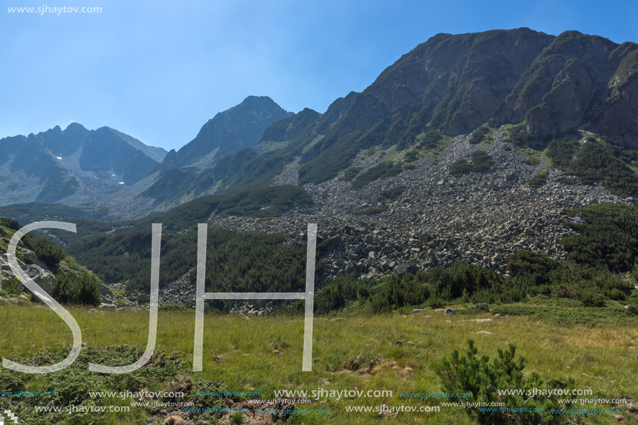 Landscape of Begovitsa River Valley, Yalovarnika and The Tooth peaks, Pirin Mountain, Bulgaria