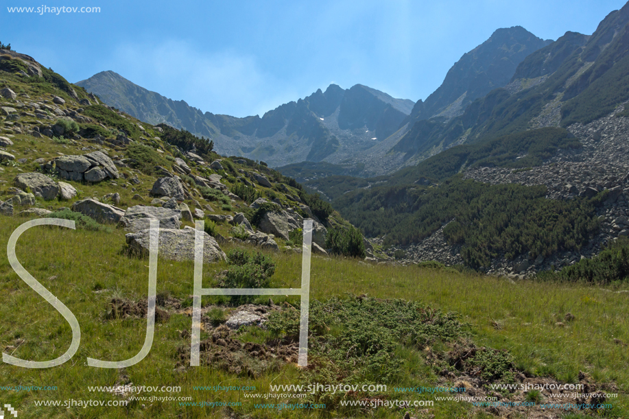 Landscape of Begovitsa River Valley, Yalovarnika and The Tooth peaks, Pirin Mountain, Bulgaria