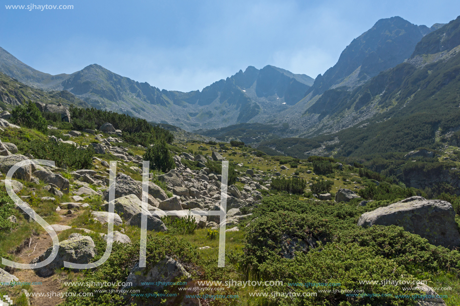 Landscape of Begovitsa River Valley, Yalovarnika and The Tooth peaks, Pirin Mountain, Bulgaria