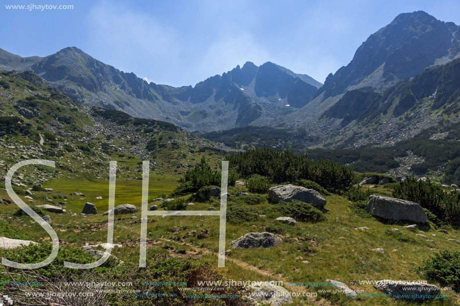 Landscape of Begovitsa River Valley, Yalovarnika and The Tooth peaks, Pirin Mountain, Bulgaria