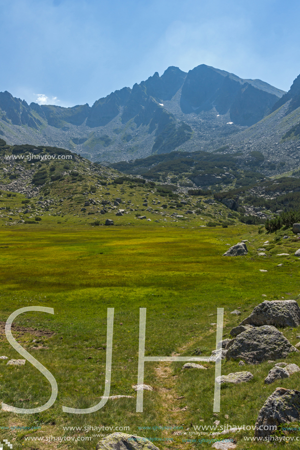 Landscape of Begovitsa River Valley and Yalovarnika peak, Pirin Mountain, Bulgaria