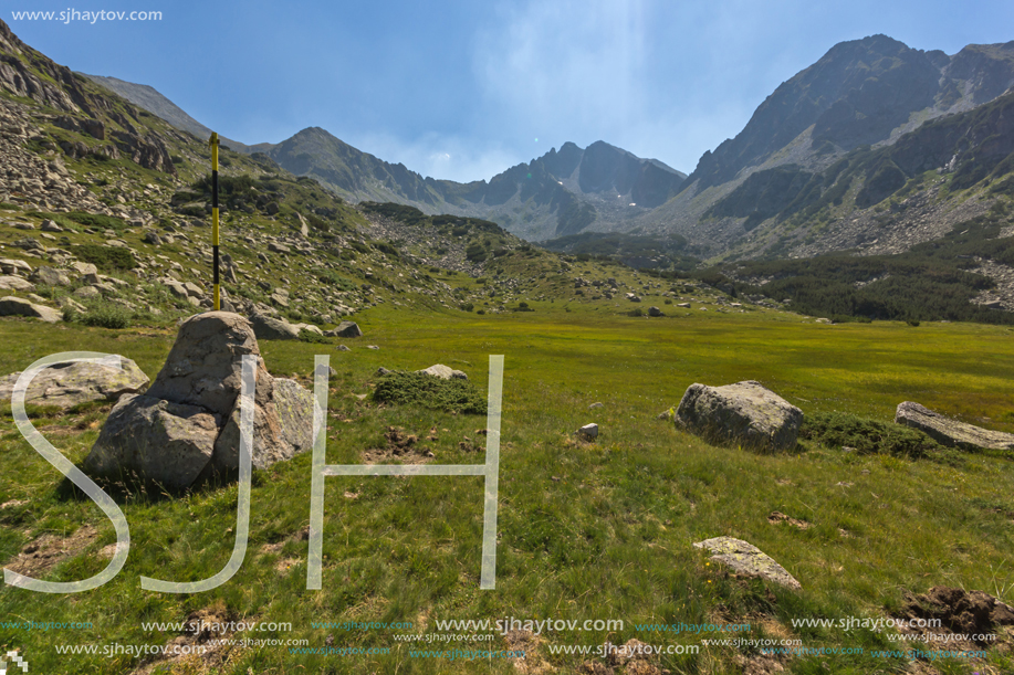 Landscape of Begovitsa River Valley, Yalovarnika and The Tooth peaks, Pirin Mountain, Bulgaria