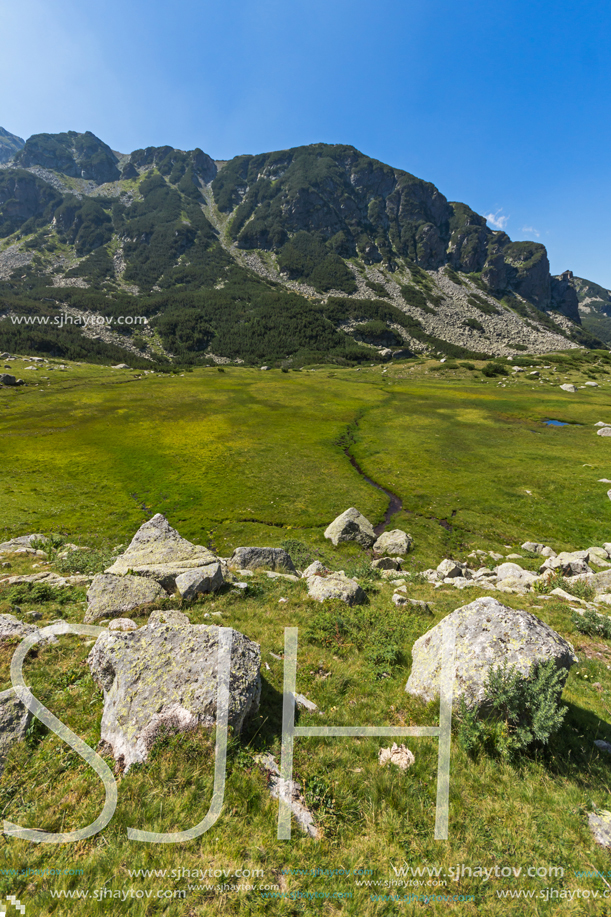 Landscape of Begovitsa River Valley and The Tooth Peak, Pirin Mountain, Bulgaria