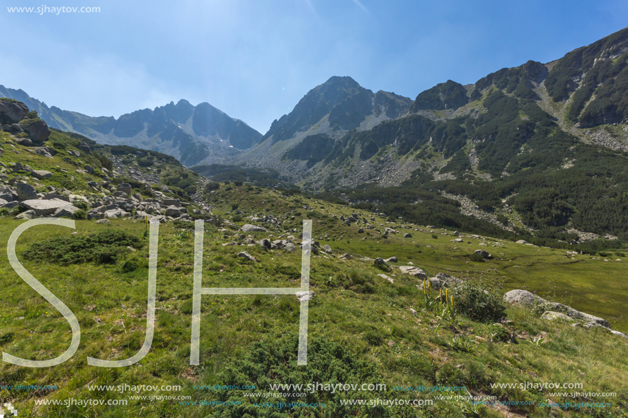 Landscape of Begovitsa River Valley and The Tooth peak, Pirin Mountain, Bulgaria