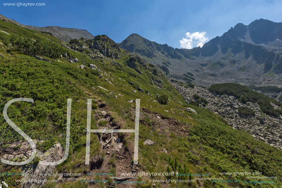 Landscape of Begovitsa River Valley and Yalovarnika Peak, Pirin Mountain, Bulgaria