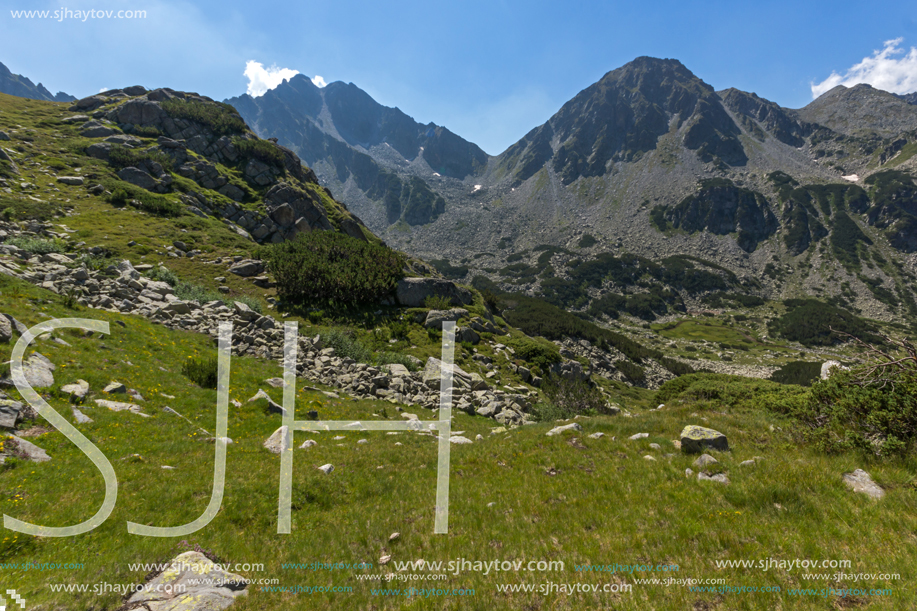 Landscape of Begovitsa River Valley, Yalovarnika and The Tooth peaks, Pirin Mountain, Bulgaria