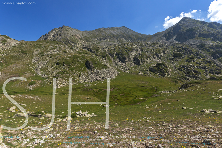 Landscape of Begovitsa River Valley and Kamenitsa peak, Pirin Mountain, Bulgaria