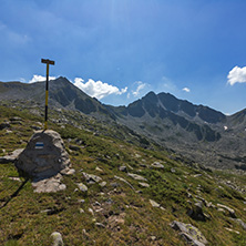 Landscape of Begovitsa River Valley and Yalovarnika peak, Pirin Mountain, Bulgaria