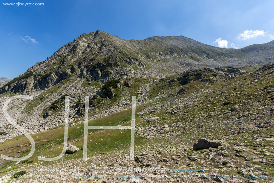 Landscape of Begovitsa River Valley and Kamenitsa peak, Pirin Mountain, Bulgaria