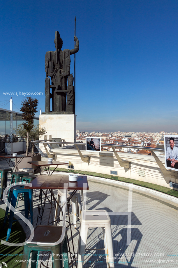 MADRID, SPAIN - JANUARY 24, 2018:  Panoramic view of city of Madrid from Circulo de Bellas Artes, Spain