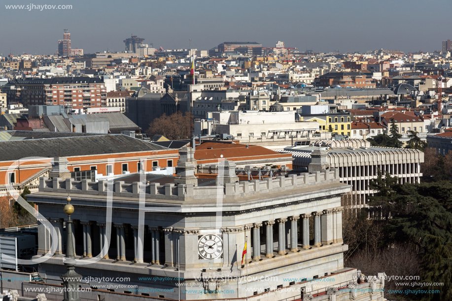MADRID, SPAIN - JANUARY 24, 2018:  Panoramic view of city of Madrid from Circulo de Bellas Artes, Spain