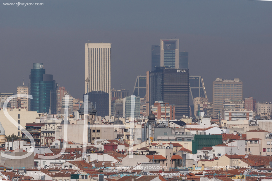 MADRID, SPAIN - JANUARY 24, 2018:  Panoramic view of city of Madrid from Circulo de Bellas Artes, Spain