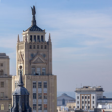MADRID, SPAIN - JANUARY 24, 2018:  Panoramic view of city of Madrid from Circulo de Bellas Artes, Spain