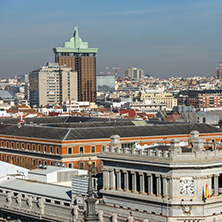 MADRID, SPAIN - JANUARY 24, 2018:  Panoramic view of city of Madrid from Circulo de Bellas Artes, Spain