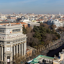 MADRID, SPAIN - JANUARY 24, 2018:  Panoramic view of city of Madrid from Circulo de Bellas Artes, Spain