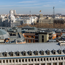MADRID, SPAIN - JANUARY 24, 2018:  Panoramic view of city of Madrid from Circulo de Bellas Artes, Spain