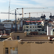 MADRID, SPAIN - JANUARY 24, 2018:  Panoramic view of city of Madrid from Circulo de Bellas Artes, Spain