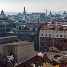 MADRID, SPAIN - JANUARY 24, 2018:  Panoramic view of city of Madrid from Circulo de Bellas Artes, Spain