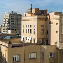 MADRID, SPAIN - JANUARY 24, 2018:  Panoramic view of city of Madrid from Circulo de Bellas Artes, Spain