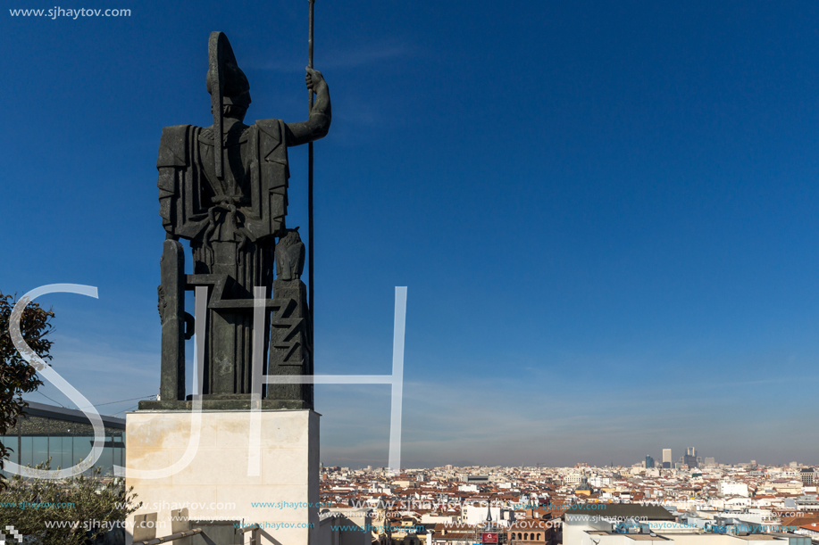 MADRID, SPAIN - JANUARY 24, 2018:  Panoramic view of city of Madrid from Circulo de Bellas Artes, Spain