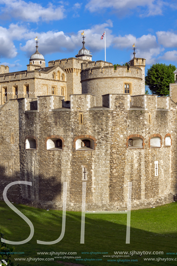 LONDON, ENGLAND - JUNE 15, 2016: Sunset view of Historic Tower of London, England, Great Britain