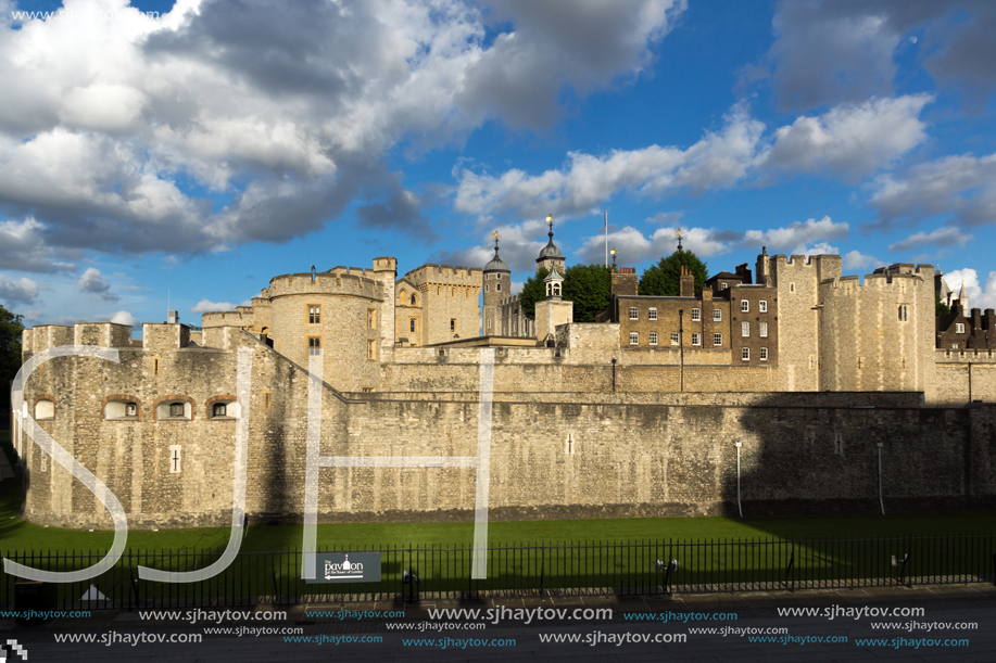 LONDON, ENGLAND - JUNE 15, 2016: Sunset view of Historic Tower of London, England, Great Britain