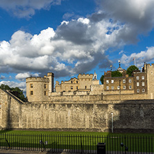LONDON, ENGLAND - JUNE 15, 2016: Sunset view of Historic Tower of London, England, Great Britain