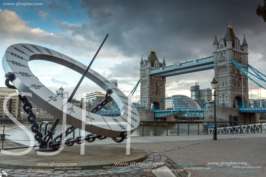 LONDON, ENGLAND - JUNE 15, 2016: Sunset view of Tower Bridge in London, England, Great Britain