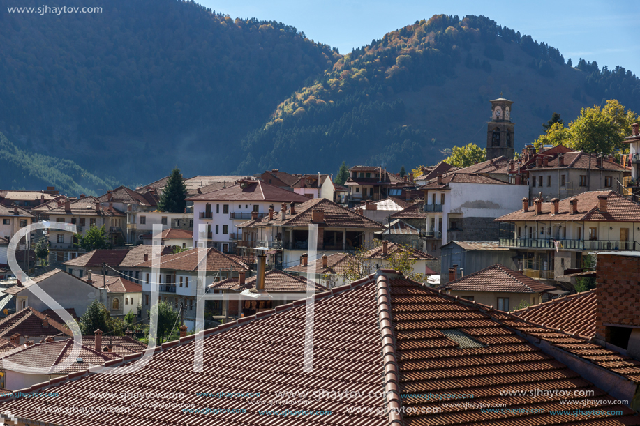 METSOVO, EPIRUS, GREECE - OCTOBER 19, 2013: Autumn view of village of Metsovo near city of Ioannina, Epirus Region, Greece