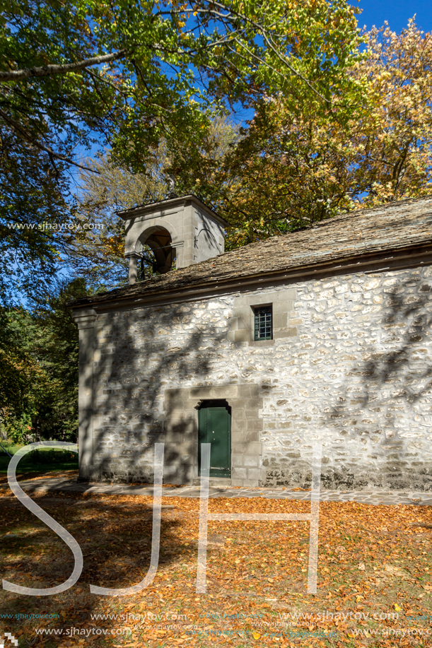 METSOVO, EPIRUS, GREECE - OCTOBER 19, 2013: Autumn view of Orthodox church in village of Metsovo, Epirus Region, Greece