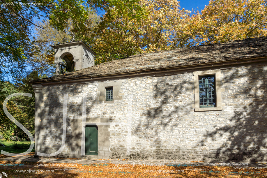 METSOVO, EPIRUS, GREECE - OCTOBER 19, 2013: Autumn view of Orthodox church in village of Metsovo, Epirus Region, Greece