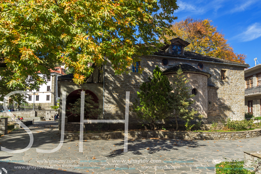 METSOVO, EPIRUS, GREECE - OCTOBER 19, 2013: Autumn view of Orthodox church in village of Metsovo, Epirus Region, Greece