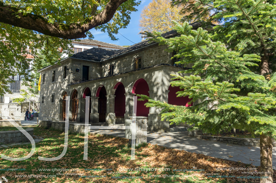 METSOVO, EPIRUS, GREECE - OCTOBER 19, 2013: Autumn view of Orthodox church in village of Metsovo, Epirus Region, Greece