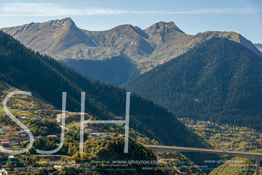 METSOVO, EPIRUS, GREECE - OCTOBER 19, 2013: Autumn view of village of Metsovo near city of Ioannina, Epirus Region, Greece