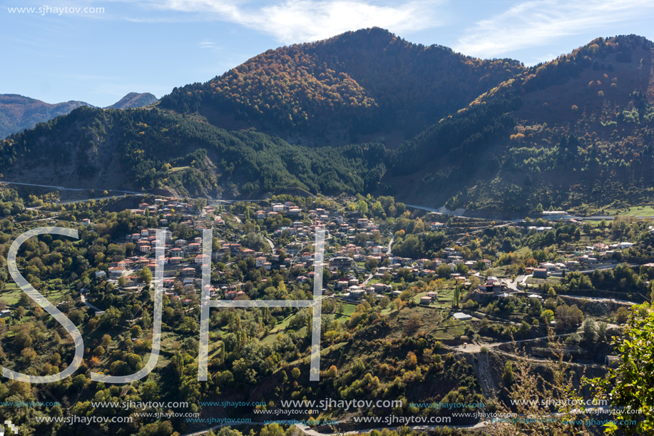 METSOVO, EPIRUS, GREECE - OCTOBER 19, 2013: Autumn view of village of Anilio near city of Ioannina, Epirus Region, Greece