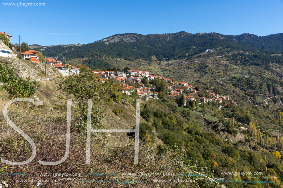 METSOVO, EPIRUS, GREECE - OCTOBER 19, 2013: Autumn view of village of Metsovo near city of Ioannina, Epirus Region, Greece