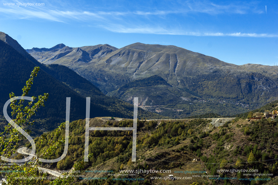 METSOVO, EPIRUS, GREECE - OCTOBER 19, 2013: Autumn view of Pindus Mountain near village of Metsovo, Epirus Region, Greece