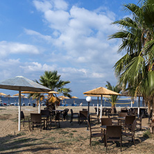 CHALKIDIKI, CENTRAL MACEDONIA, GREECE - AUGUST 25, 2014: Seascape of Gerakini Beach at Sithonia peninsula, Chalkidiki, Central Macedonia, Greece