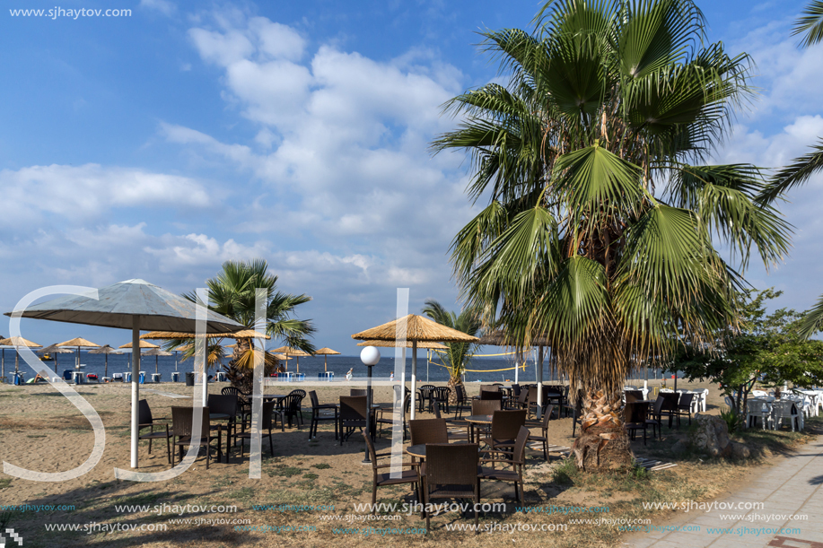 CHALKIDIKI, CENTRAL MACEDONIA, GREECE - AUGUST 25, 2014: Seascape of Gerakini Beach at Sithonia peninsula, Chalkidiki, Central Macedonia, Greece