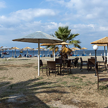 CHALKIDIKI, CENTRAL MACEDONIA, GREECE - AUGUST 25, 2014: Seascape of Gerakini Beach at Sithonia peninsula, Chalkidiki, Central Macedonia, Greece