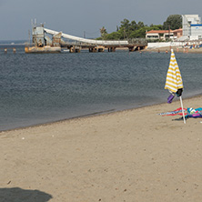 CHALKIDIKI, CENTRAL MACEDONIA, GREECE - AUGUST 25, 2014: Seascape of Gerakini Beach at Sithonia peninsula, Chalkidiki, Central Macedonia, Greece