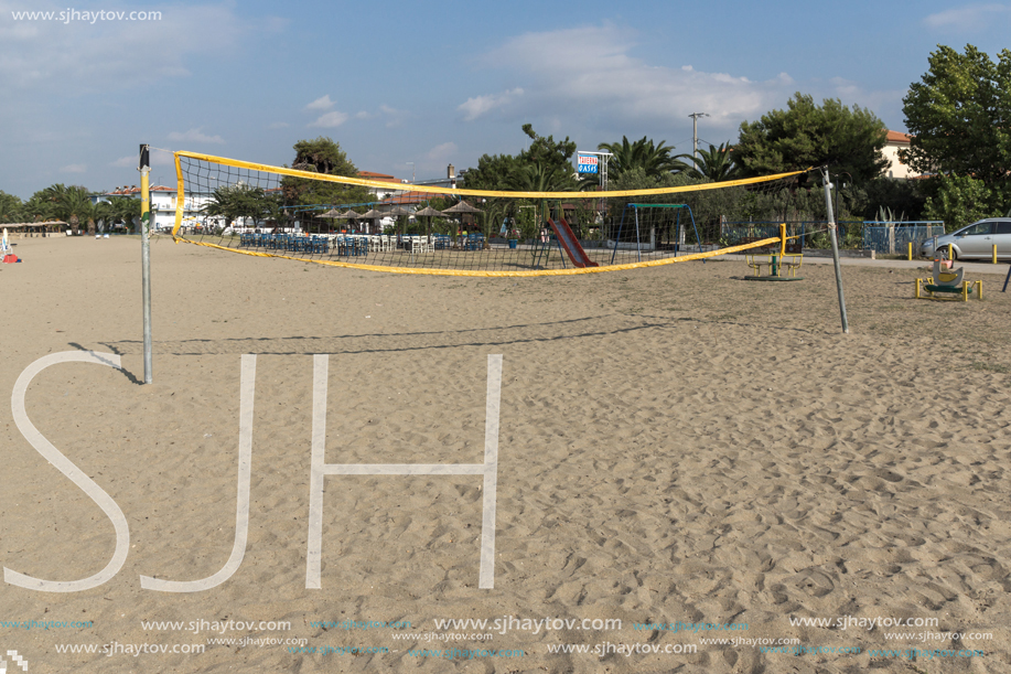 CHALKIDIKI, CENTRAL MACEDONIA, GREECE - AUGUST 25, 2014: Seascape of Gerakini Beach at Sithonia peninsula, Chalkidiki, Central Macedonia, Greece