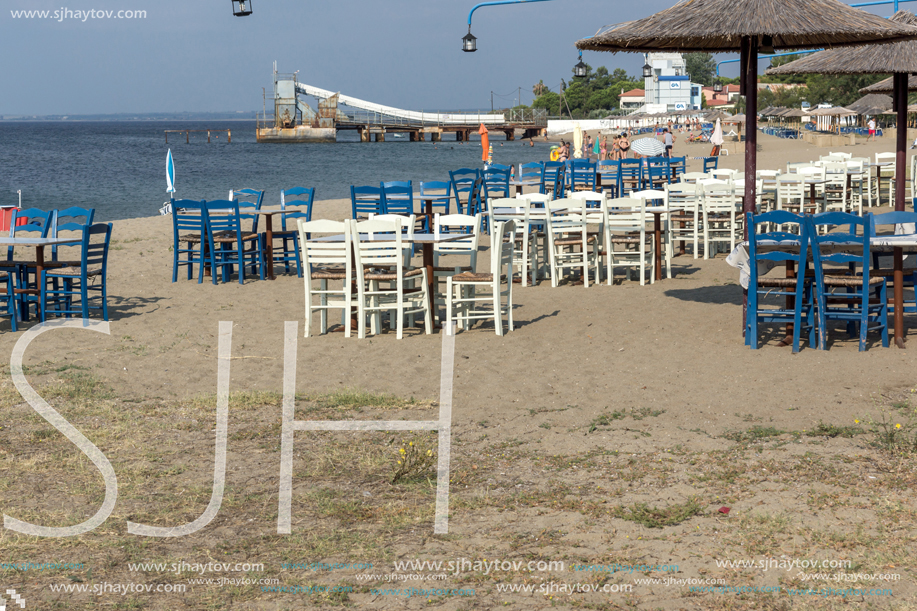 CHALKIDIKI, CENTRAL MACEDONIA, GREECE - AUGUST 25, 2014: Seascape of Gerakini Beach at Sithonia peninsula, Chalkidiki, Central Macedonia, Greece