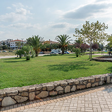 CHALKIDIKI, CENTRAL MACEDONIA, GREECE - AUGUST 25, 2014: Panoramic view of Psakoudia Beach at Sithonia peninsula, Chalkidiki, Central Macedonia, Greece