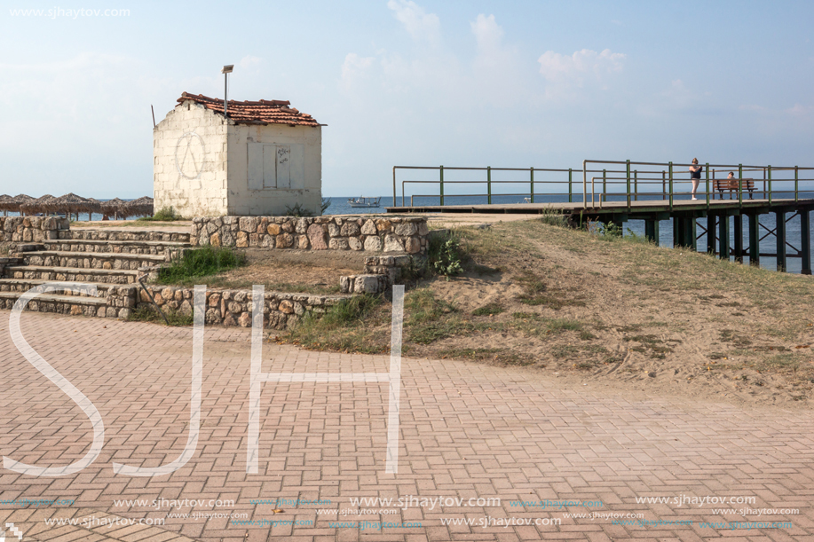 CHALKIDIKI, CENTRAL MACEDONIA, GREECE - AUGUST 25, 2014: Panoramic view of Psakoudia Beach at Sithonia peninsula, Chalkidiki, Central Macedonia, Greece