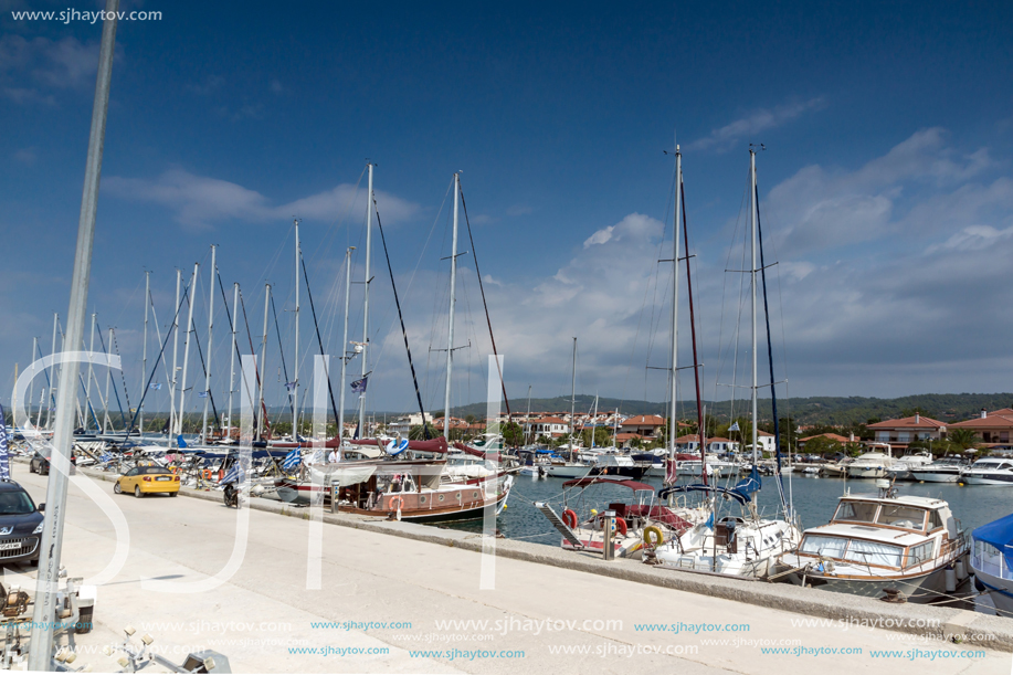 CHALKIDIKI, CENTRAL MACEDONIA, GREECE - AUGUST 25, 2014: Panoramic view of Nikiti Beach at Sithonia peninsula, Chalkidiki, Central Macedonia, Greece