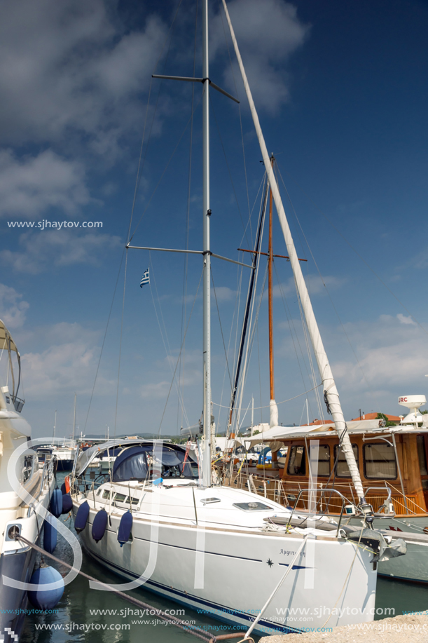 CHALKIDIKI, CENTRAL MACEDONIA, GREECE - AUGUST 25, 2014: Panoramic view of Nikiti Beach at Sithonia peninsula, Chalkidiki, Central Macedonia, Greece