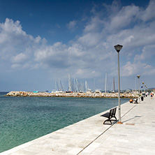 CHALKIDIKI, CENTRAL MACEDONIA, GREECE - AUGUST 25, 2014: Panoramic view of Nikiti Beach at Sithonia peninsula, Chalkidiki, Central Macedonia, Greece