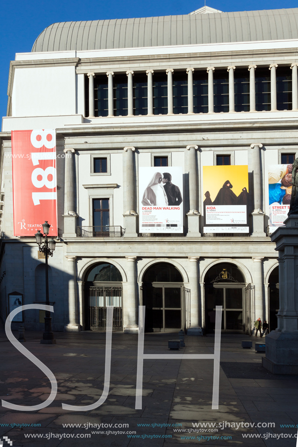 MADRID, SPAIN - JANUARY 22, 2018:  Beautiful view of Teatro Real in Madrid, Spain