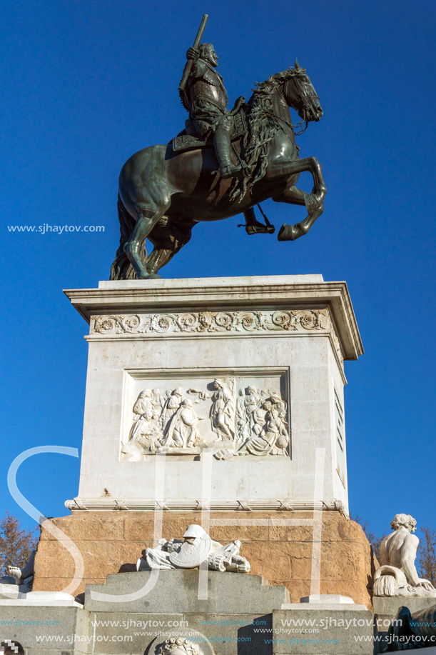MADRID, SPAIN - JANUARY 22, 2018:  Beautiful view of Monument to Felipe IV Madrid, Spain